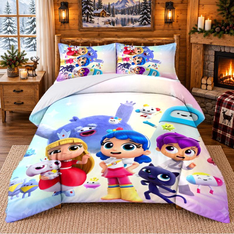 True And The Rainbow Kingdom Pattern Bedding 3Pcs Set Bed Sheet And Pillowcases For Indoor Bedroom