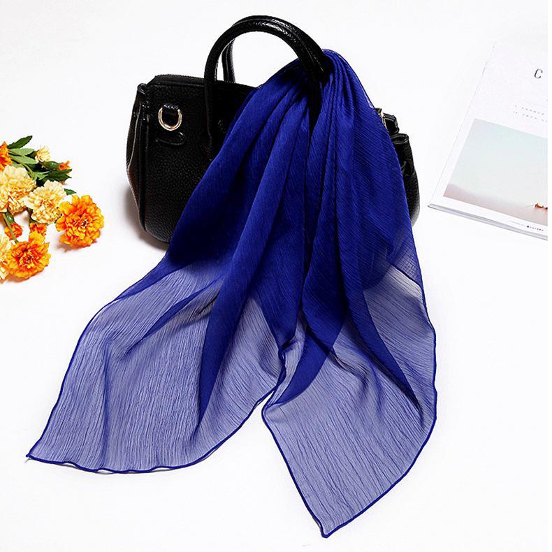 

Однотонный небольшой шелковистый шифоновый квадратный шарф - Travel Fashion All-Match Neck and Gauze Scarf Square scarf 90*90 королевский синий