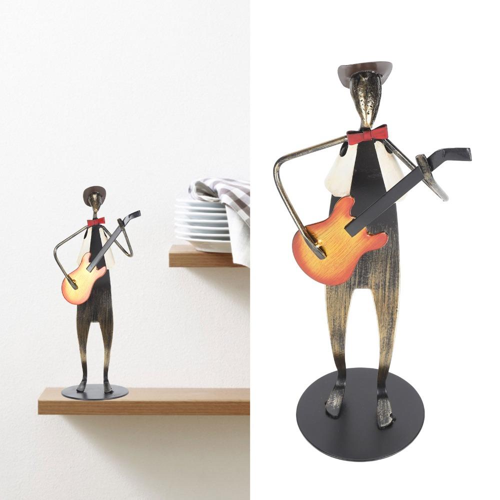 Matte Musician Sculpture Black Iron Figurine Statues Desktop Ornament Living Room
