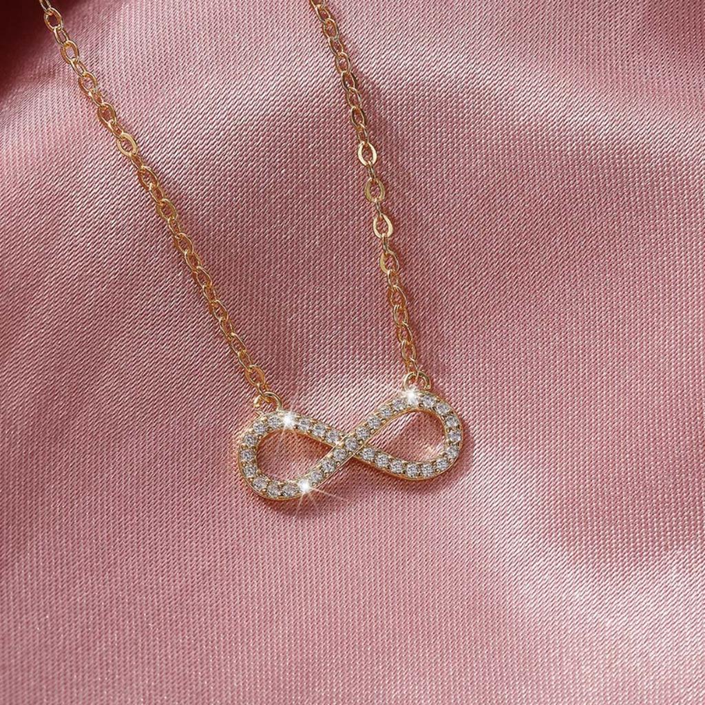 Sparkling Infinity Symbol Pendant Necklace Elegant Minimalist Love Inspired Jewelry for Women