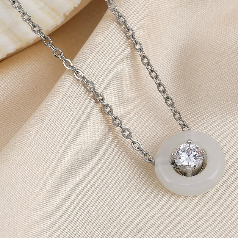 Spring New Round Bubble Chalcedony Zircon Inlaid Clavicle Chain Women's Fashion Simple Pendant Necklace