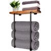 Wall-Mounted Metal Towel Rack with Wood Shelf