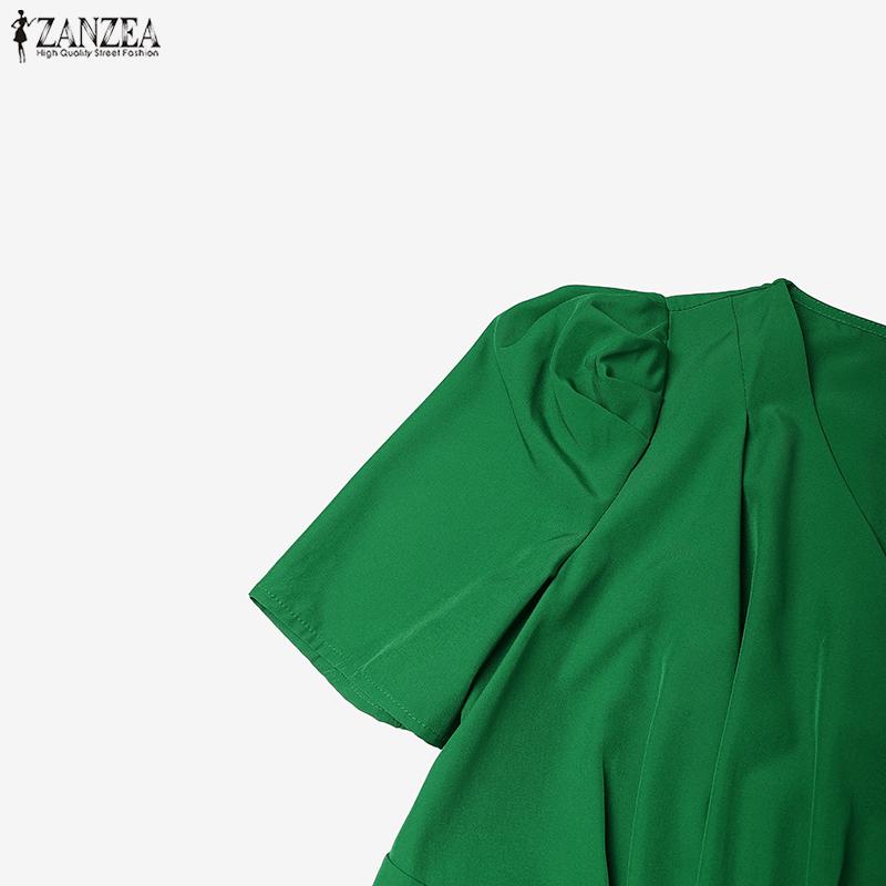 ZANZEA Women Casual V-Neck Summer Half Sleeve Long Dress