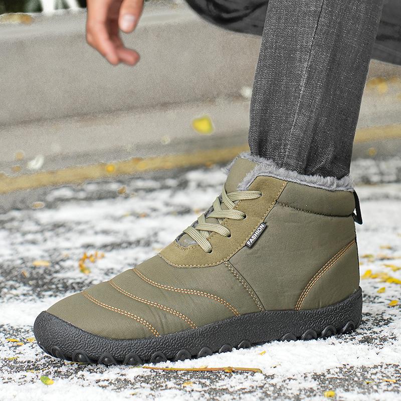 Autumn and Winter Men's Warm Cotton Boots Plus Cotton Goose Down Cotton Shoes Men's Snow Boots Thick Warm Shoes