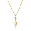 18K Gold Zircon Shovel Pendant Necklace - Luxury Clavicle Chain for Women