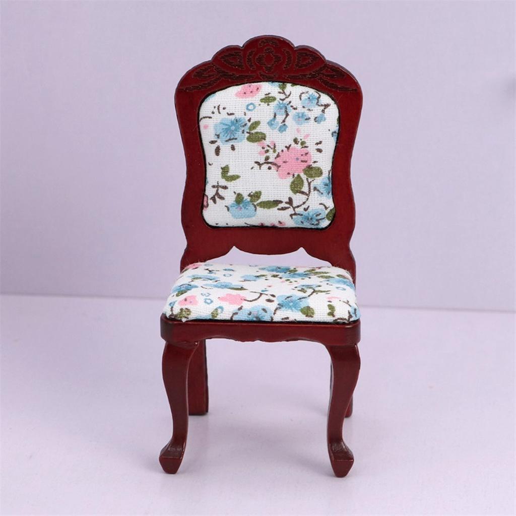 1:12 Dollhouse Chair Simulated Wooden Dollhouse Miniature Chair Model Furniture Accessories Gift