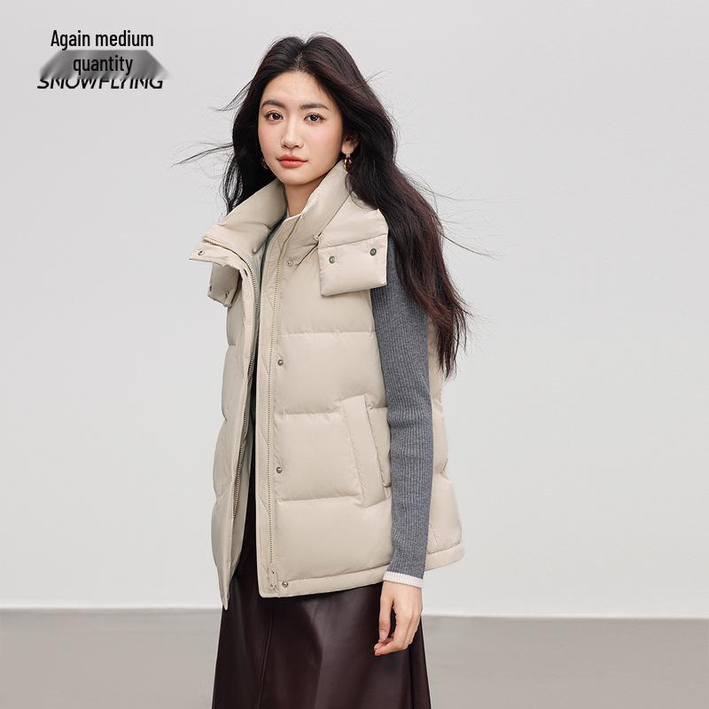 Women's Stylish Genuine Down Vest - Warm Short Winter Outerwear