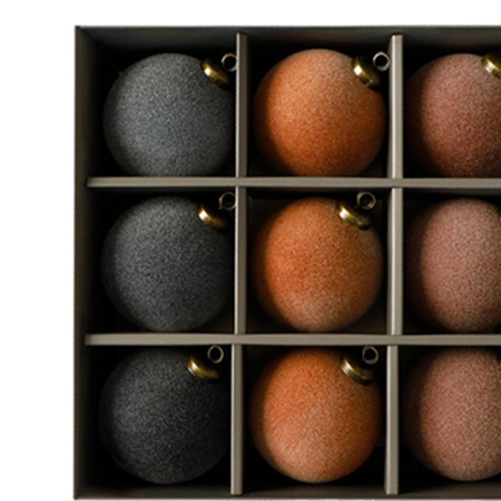 9Pcs Christmas Tree Ornaments Velvet Ball Sturdy 8cm Elegant Xmas Bulbs Decorations Set for Anniversaries Holiday Wall Party