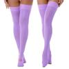 Womens Glossy See-through Stockings Thin Shiny Solid Color Elastic Sheer Thigh High Socks