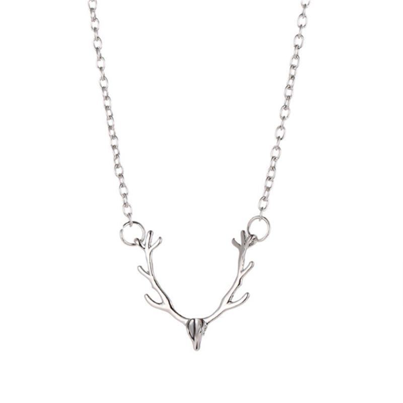 

Новое модное рождественское ожерелье с рогом оленя и головой лося для рождественского подарка Brincos silver