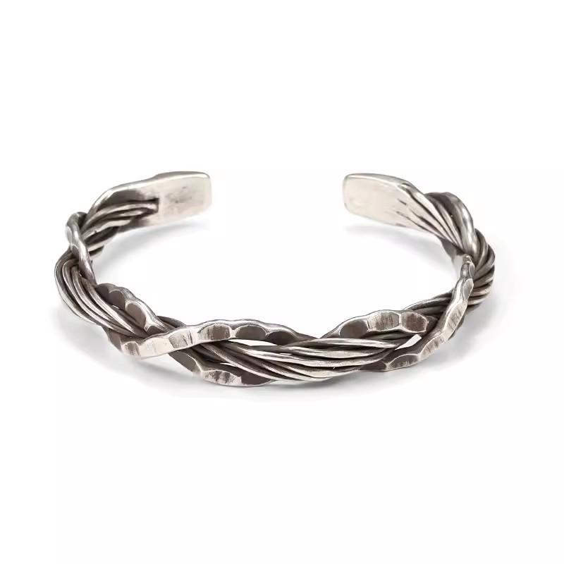 Vintage Thailändisches Silber Gehämmert Gewebt Armreif Armband Für Männer Frauen Hip Hop Mode Neuer Schmuck Geschenk Party Glamourös