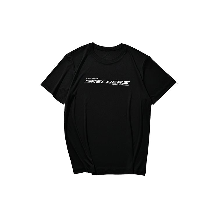 Skechers Moisture-Wicking Quick-Dry Knitted Printed Round Neck Loose Comfortable Sports Short Sleeve T-Shirt Men Tops Carbon-Black P224M029-0018 XL