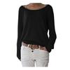 Solid Color Casual Round Neck Long Sleeve Women Knitted T-shirt Bottoming Top