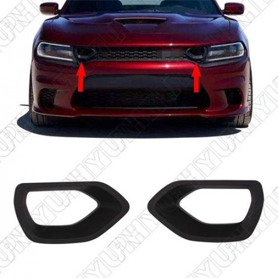 

2pcs Upper Grille Bezels Black For 2015- Dodge Charger SRT Scat Pack Daytona