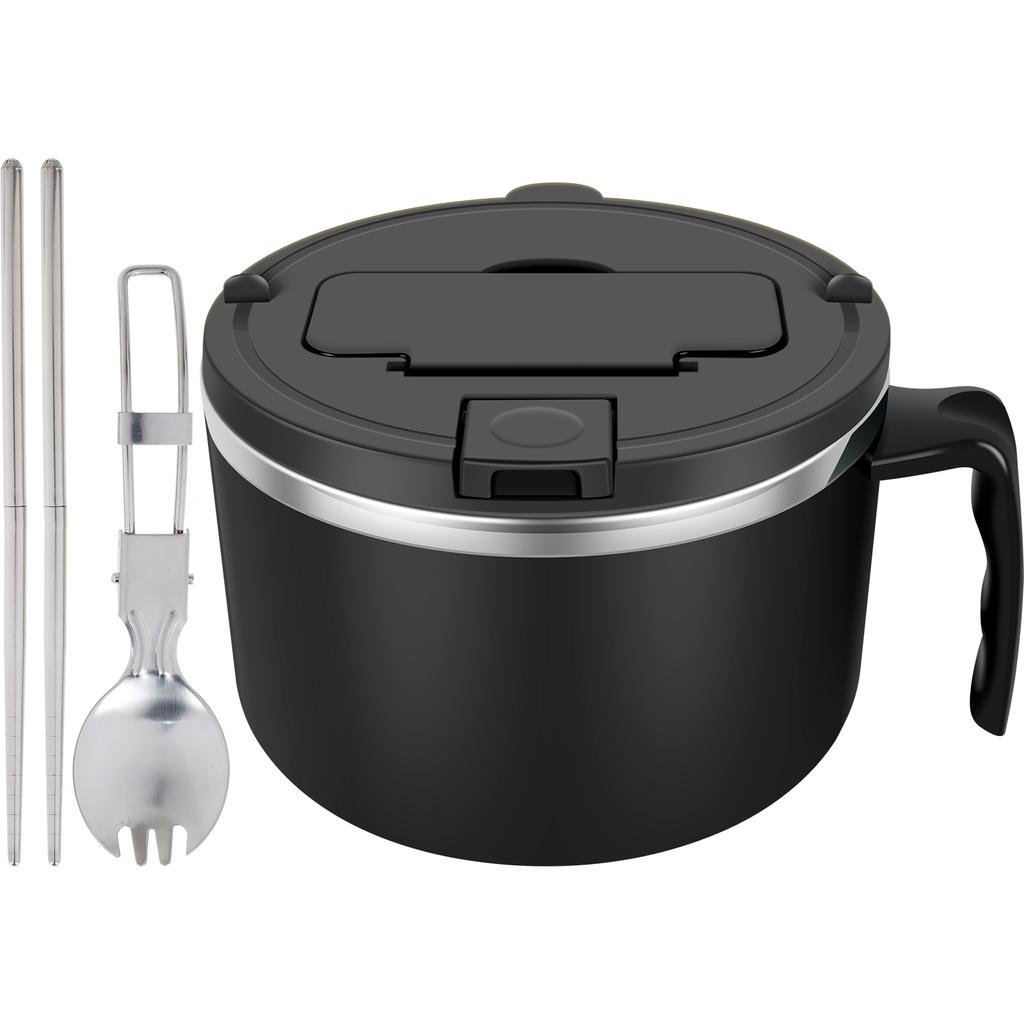 Rustfri stålbolle med lokk 1200ml Instantnudler Lekkasjesikker Bærbar Ramen-lagerskål Kjøkkenredskaper Instantnudelpartner