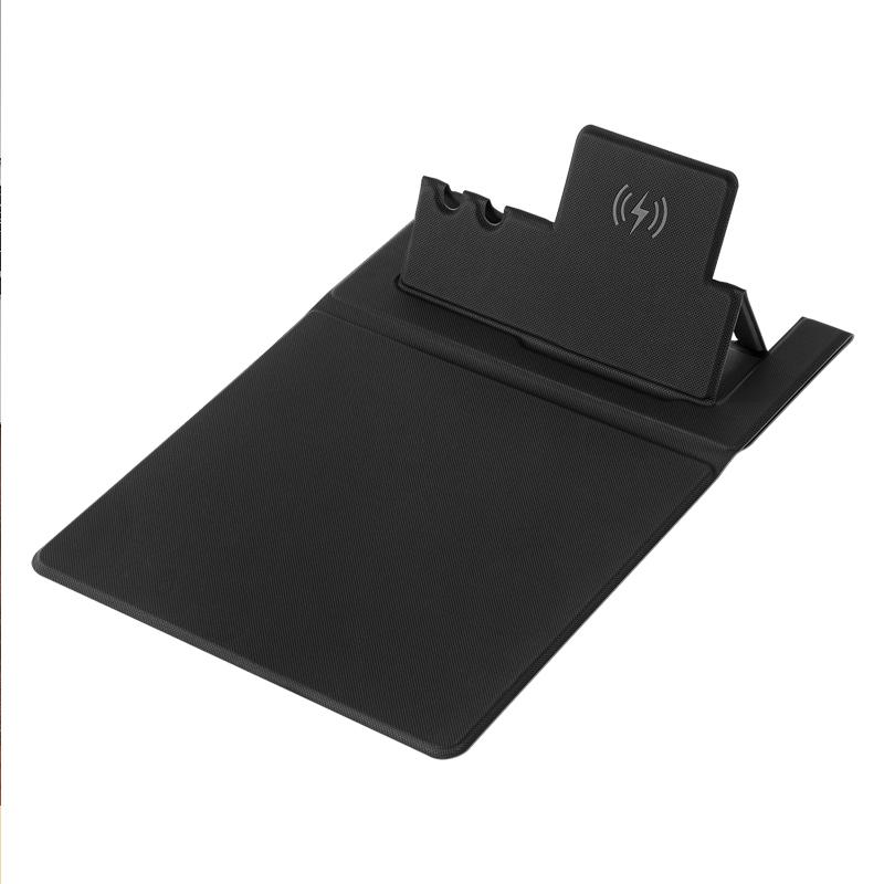 

Foldable PU Leather Laptop Mouse Pad 15W Wireless Phone Charger with Pen Holder As Shown A