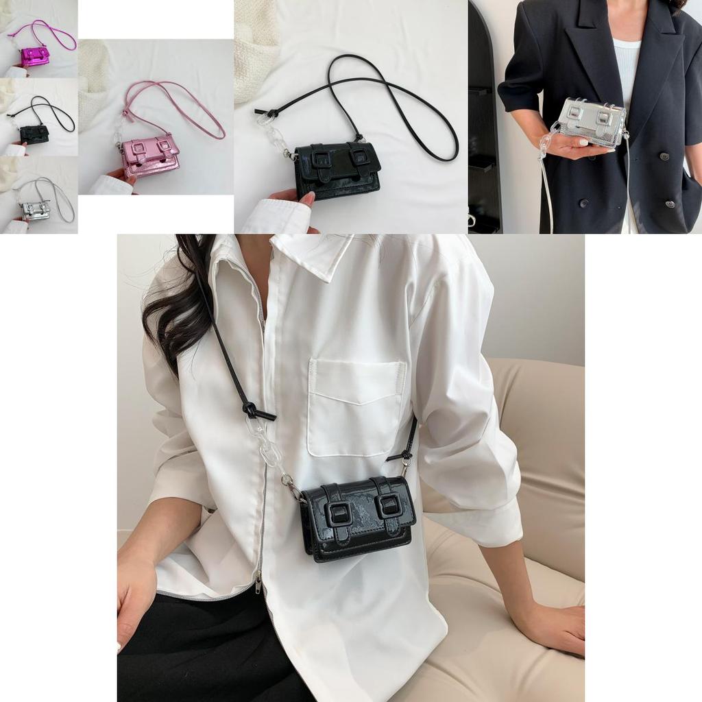 Urban Chic Mini Shoulder Bag Pu Material Box Shape Magnetic Closure Camera Pocket Stylish For Daily Use