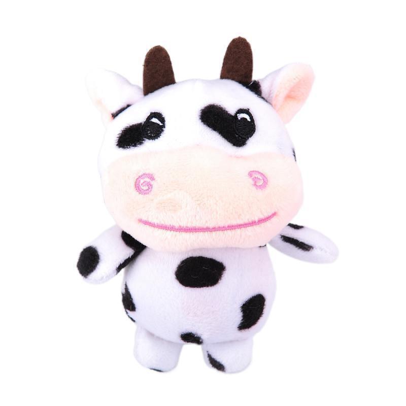 Cute Black and White Little Cow Doll Plush Toy Grab Machine Doll Bag Keychain Annual Meeting Doll Gift
