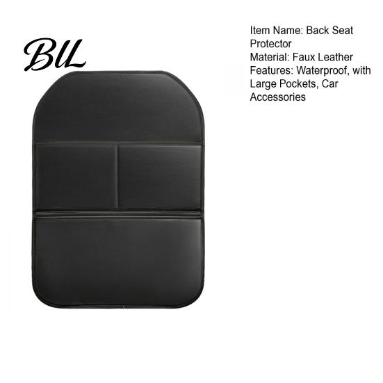Oil-proof Car Seat Protector 1/2Pcs Back Faux Leather Waterproof Automotive Kick Mat Interior Protection Front Storage Organizer with Large