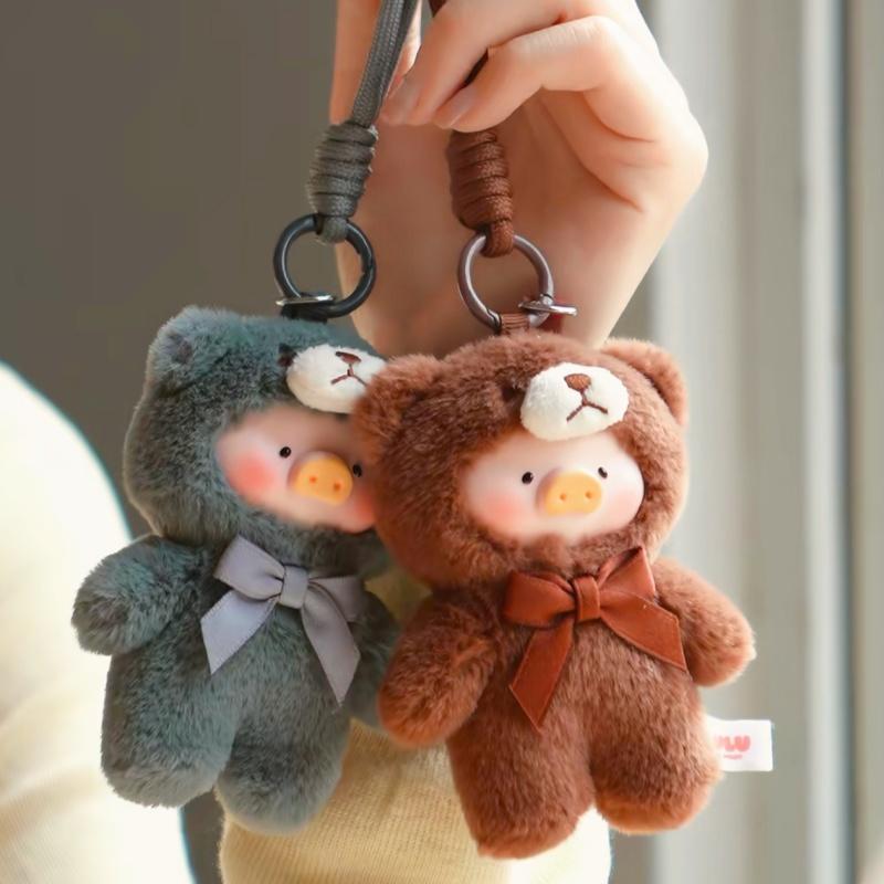 Lulu Maialino Orsacchiotto Mini Serie Sussurro Naturale Ciondolo Peluche Giocattolo Morbido Kawaii Cordino per Telefono Portachiavi di Peluche