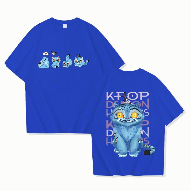 New Kpop Demon Hunters Derpy Tiger Print Short Sleeve T Shirts Men Women Shirts Summer Short Sleeved T-shirts Comfy Soft Shirts