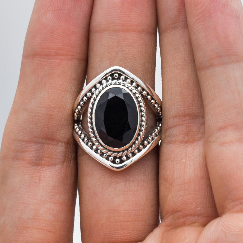 Black Spinel Ring: Handmade 925 Sterling Silver Jewelry