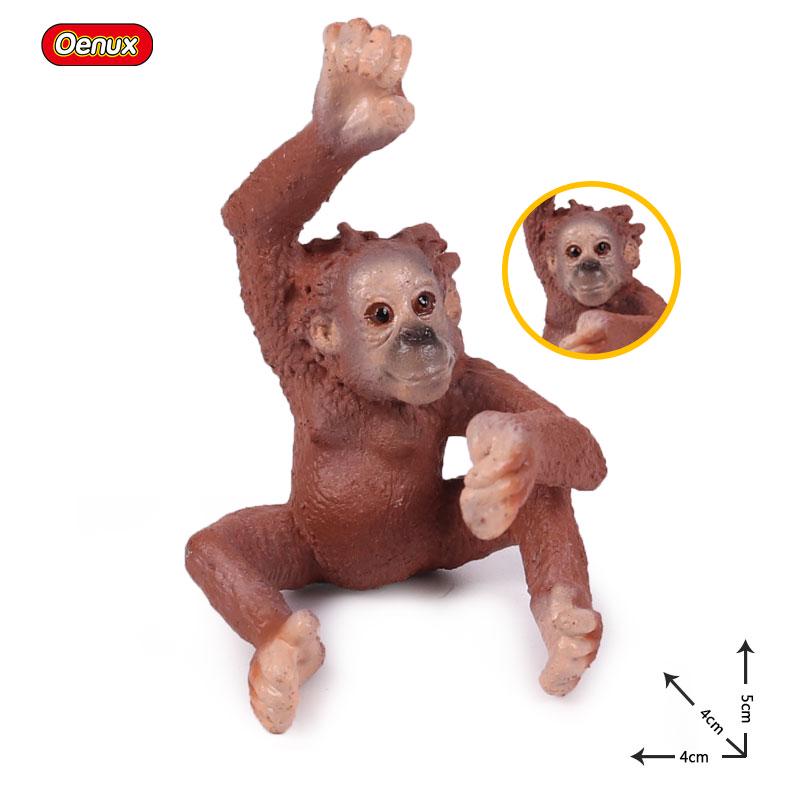 Oenux Simulation Wild Animal Chimpanzee Orangutan Gorilla Tree Sloth Monkey Model Action Figures Garden Miniature Decoration Toy