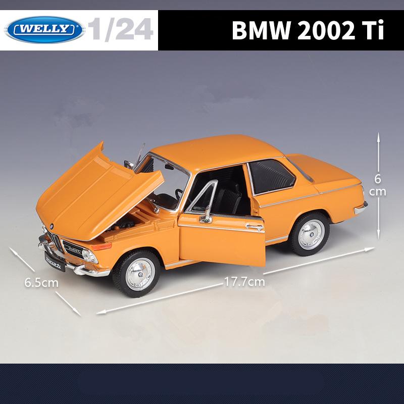 WELLY 1/24 BMW 2002 TI Alloy Miniature Car Model Diecast Metal Scale Model Car Diecast Metal Static Collection Children Toy Car
