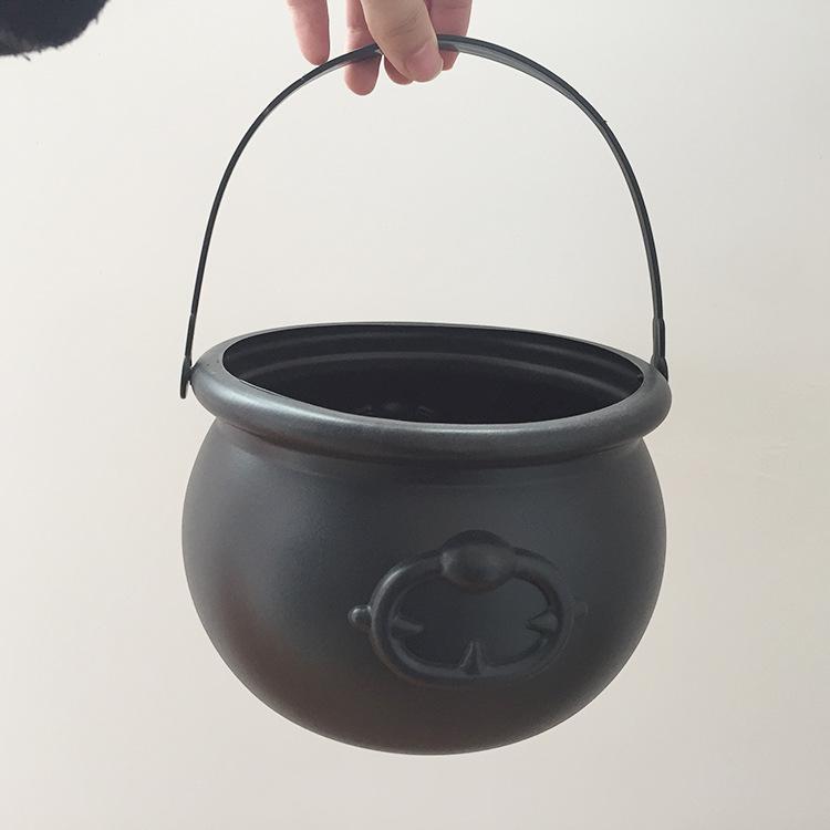 Halloween Witch Candy Bucket 19.5cm Plastic Black