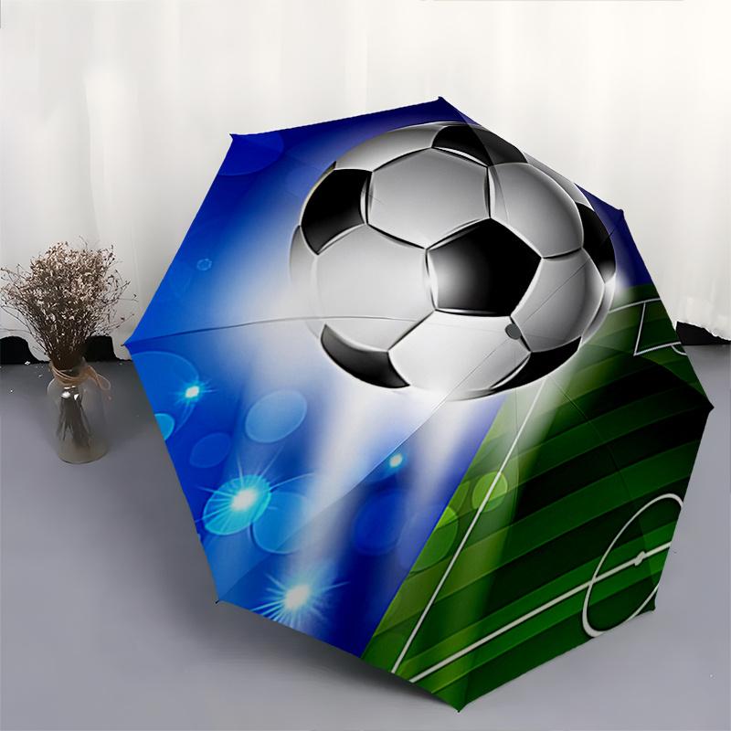 Soccer Automatic Folding Umbrella 8 Ribs Lightweight Design, Durable Iron Frame, Compact and Portable, Ideal Birthday or Christmas Gift, B