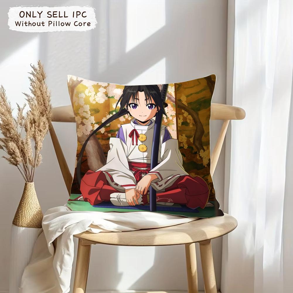 Anime The E-Elusive Samurai Cushion Cover Soft Plush Fabric Double-Sided Printed Sofa Cushion Cover For All Seasons Home Decor