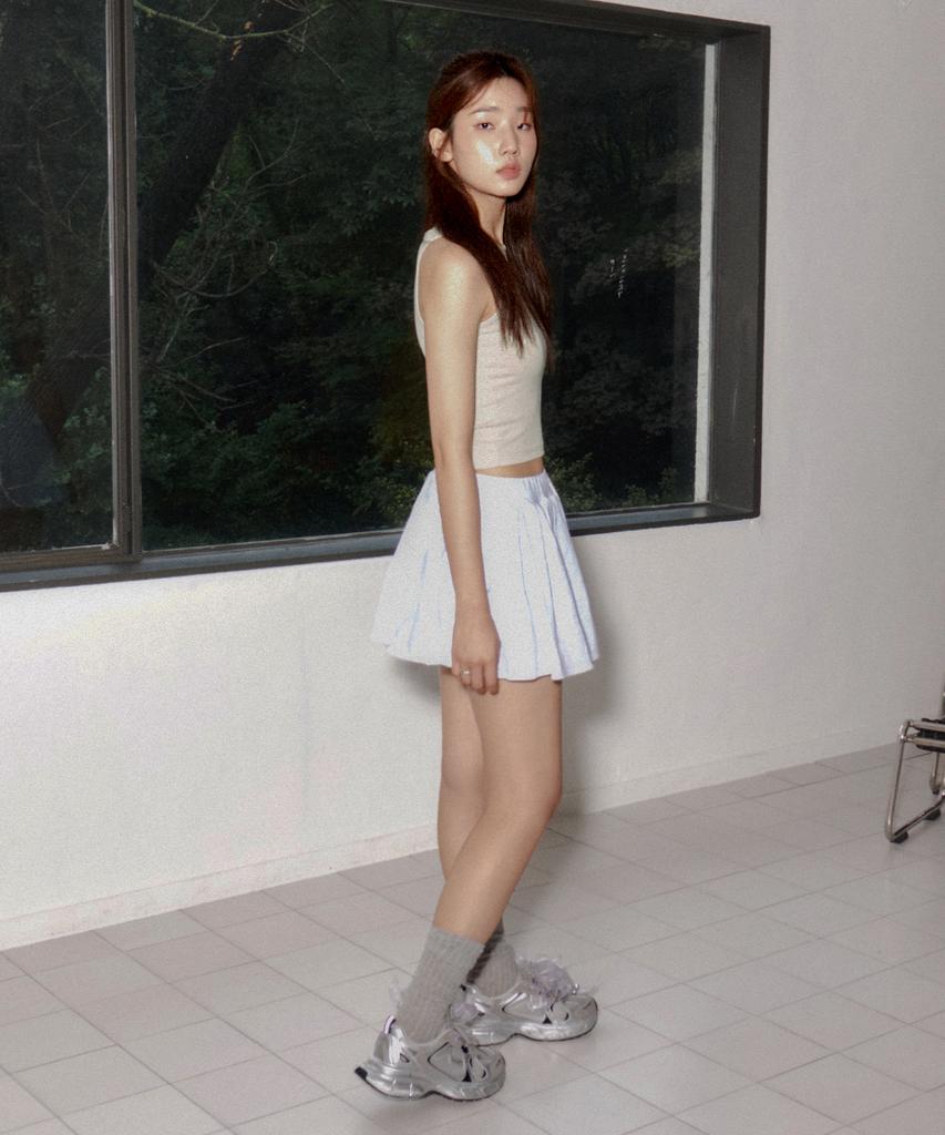 Nil Rise Cotton Skirt Pants White Merange