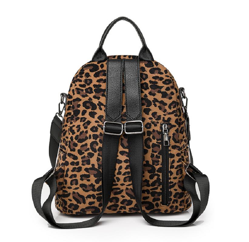 2025 New Fashion Leopard Soft Leather Travel Backpacks Women's Large Capacity Shoulder Bags Totes School Bag Crossbody Bagpack