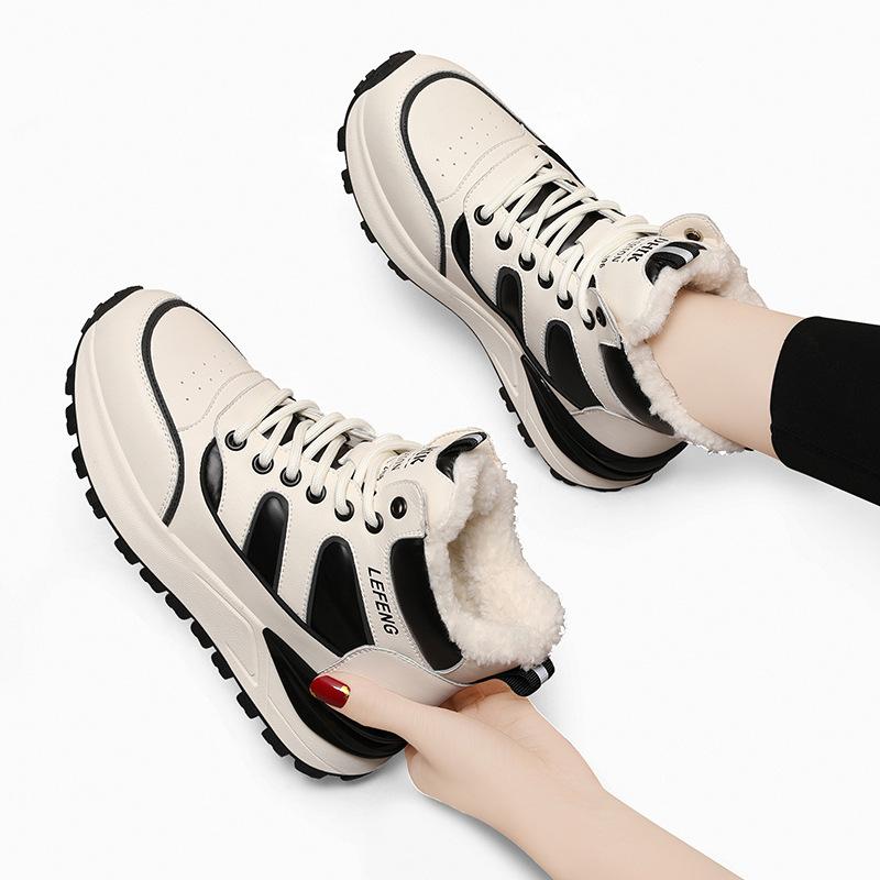 Fleece Papa-Schuhe Damenschuhe Winter Neu Dicke Sohle Warme Baumwollschuhe Lässig Flache Sohle Sportschuhe Warme Trendige Schuhe