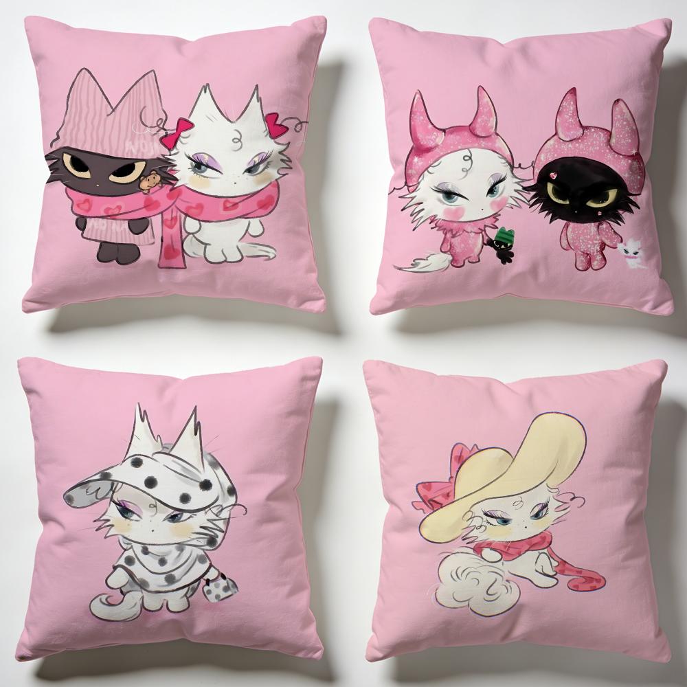 Soft Pink Kitten Cushion Cover Soft Pillow Cases for Home Bedroom Living Room Sofa