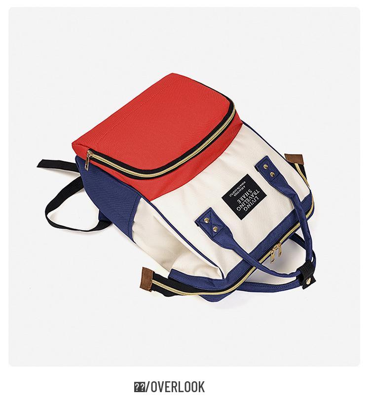 New Fashion Canvas Mummy Bag: Colorblock Backpack for Mom, Large Capacity Baby Bottle Handbag