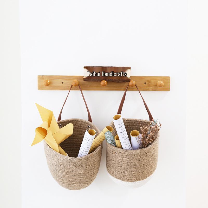 Hängender Korb für die Rückseite der Schlafzimmertür: Aufbewahrung aus gewebtem Baumwollseil, für Schlafzimmer oder Eingangsbereich, für Kosmetika & mehr.