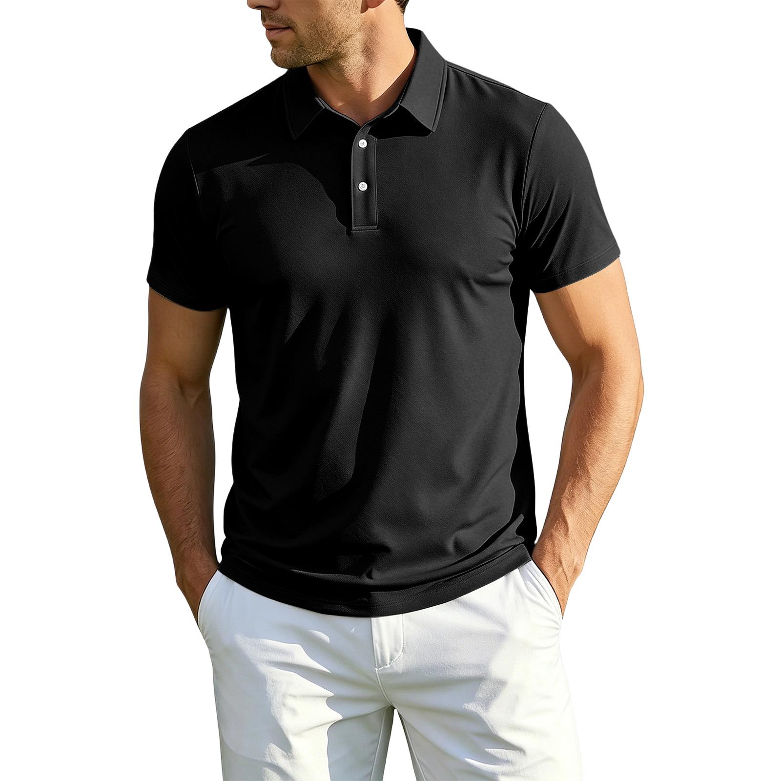 

Men s Casual Quick-Dry Golf Shirt L чёрный