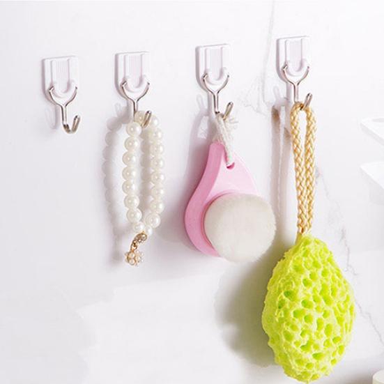 12Pcs Self Adhesive Bathroom Kitchen Stick On Wall Door Towel Holder Hook Hanger