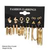 2024 Fashion Vintage Gold Color Big Circle Hoop Earring Set For Women Elegant Geometric Twisted Butterfly Earrigns Jewelry Gifts