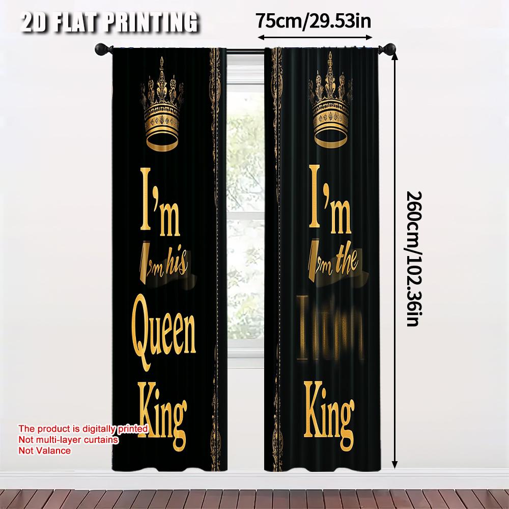 2 st Minimalistiska Gardiner 2D-tryck Kung och Drottning Tryckta 100% Polyester (utan spö) Dekorationer för hemmet Perfekt för sovrummet