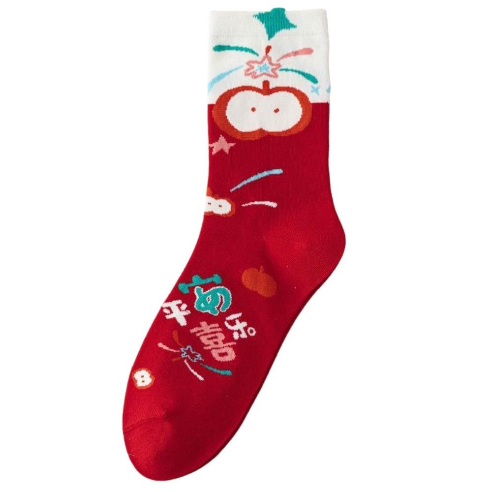 Creative Red Socks Soft Blessing Words Socks Chinese Style Zodiac Horse Socks Lunar New Year
