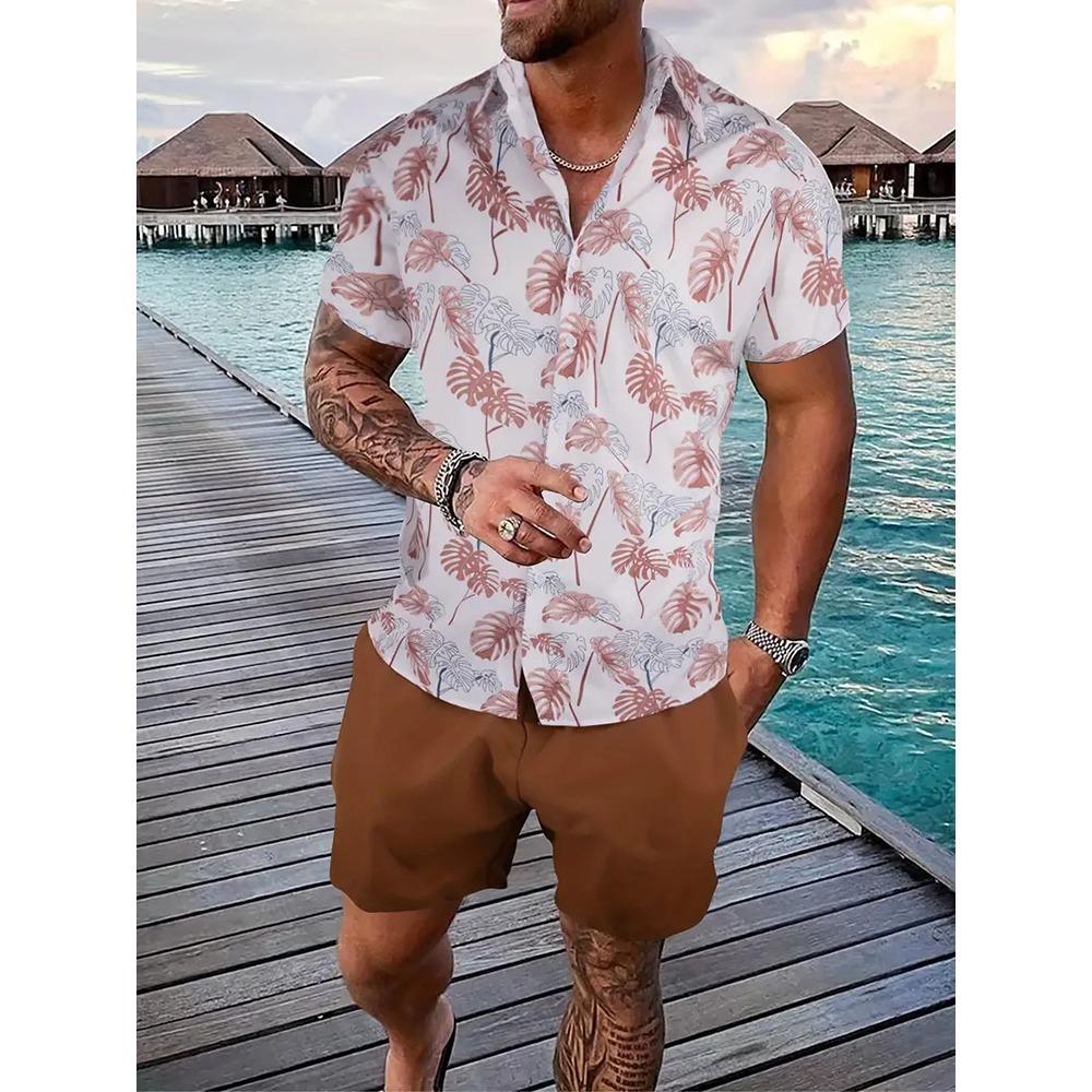 Funny 3D Print Men's Luxury Shirt Sets Hawaiian Fashion Lapel Short Sleeve Shirts+Shorts 2 Piece Outfit Summer Casual Loose Suit