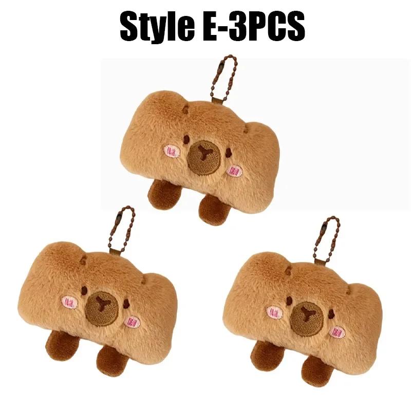 Cute Capybara Plush Keychain Kawaii Bread Charm Cartoon Animal Doll Soft Fluffy Foodie Decor Hanging Ornament for Girls Gifts
