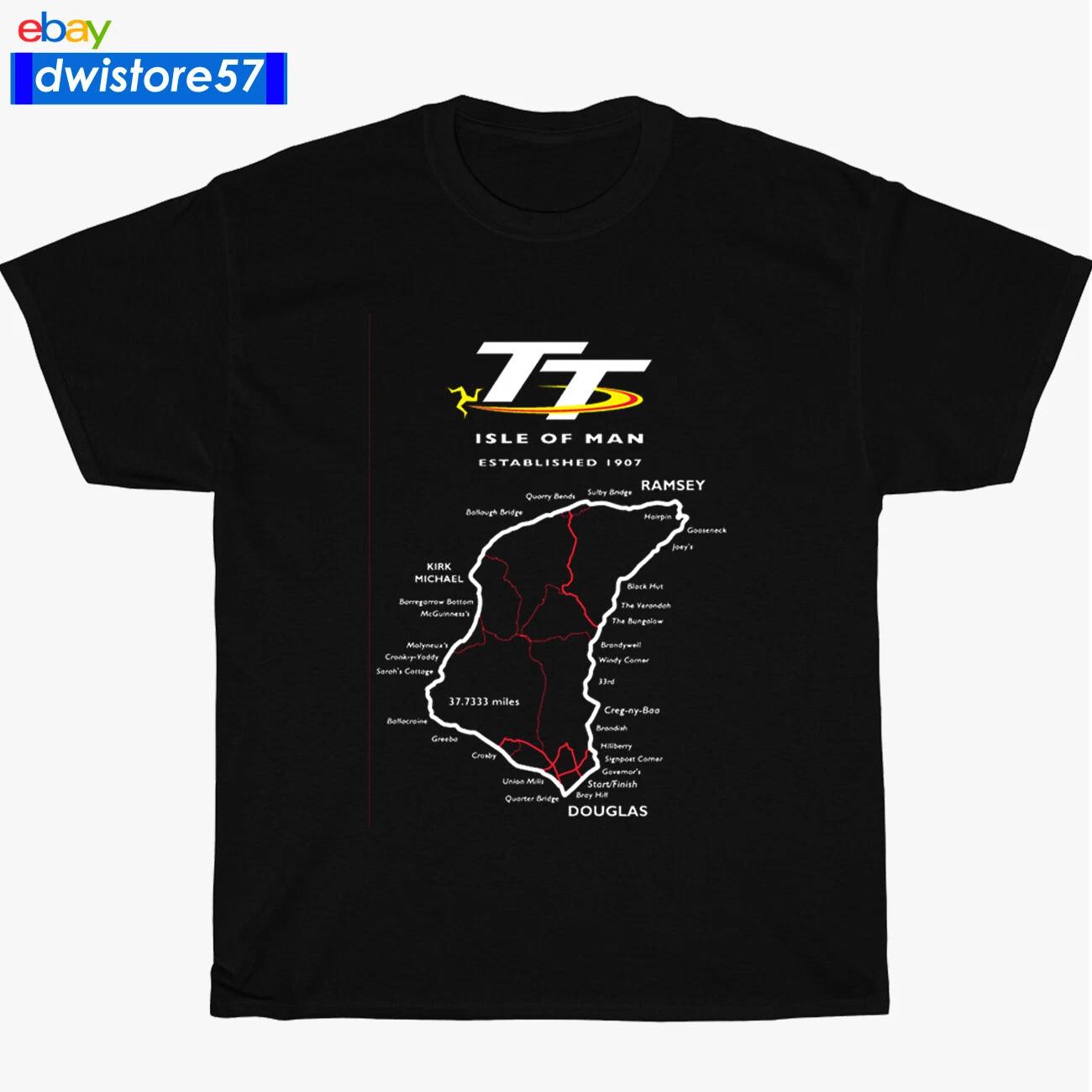 

Новая карта гоночной трассы Isle of Man TT Логотип острова Многоцветная унисекс футболка S-5XL S