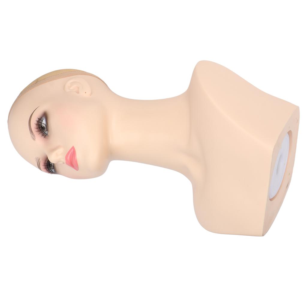 Female Mannequin Head PVC Weather Resistant Stable Pink Make Up Female Bald Head Model for Wig Jewelry Display