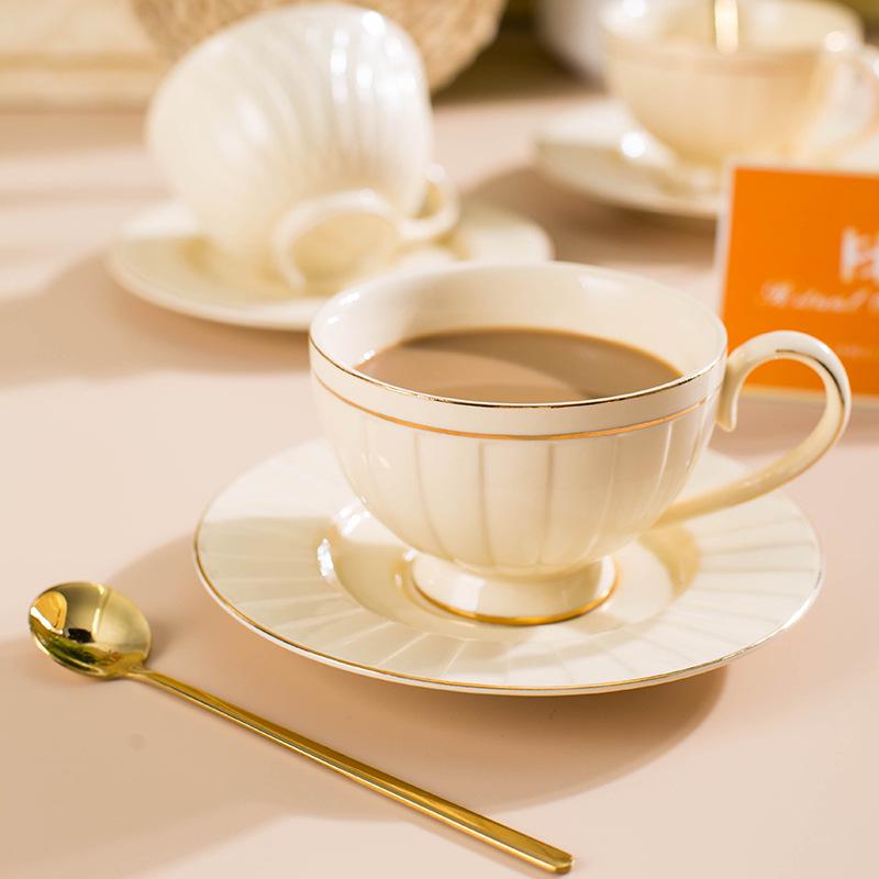 Elegant European Embossed Ceramic Coffee Cup & Saucer - Luxurious Afternoon Tea Souvenir