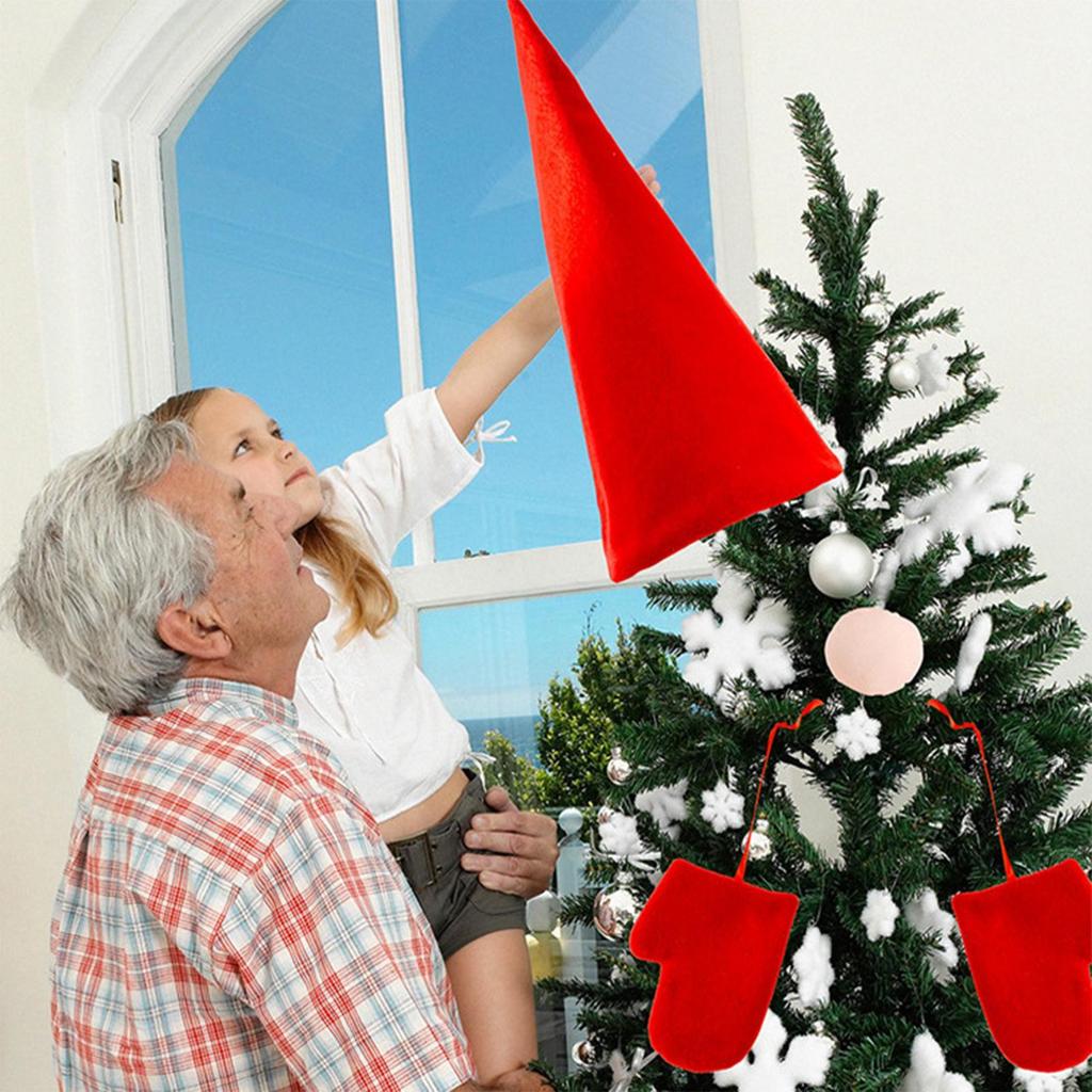 Santa Hat Tree Topper Plush Holiday Ornament Christmas Tree Top Decoration For Indoor Outdoor Party Gathering Winter Home Stage