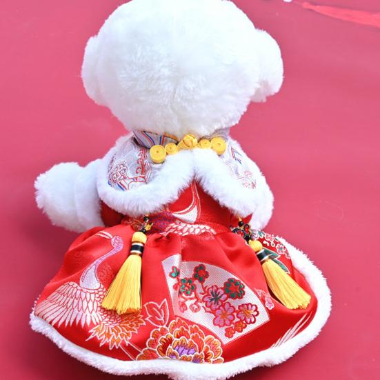 Yousheng Pet Tang Suit Tassel Design Vibrant Color Button Closure Exquisite Pattern Friendly to Skin Keep Warm Cloth Thickened Cat Dog Fleece Lined