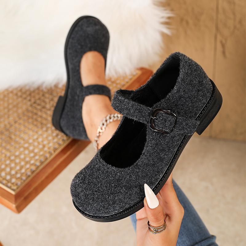 Premium Doudou shoes women's new autumn and winter French retro temperament felt Mary Jane single shoes